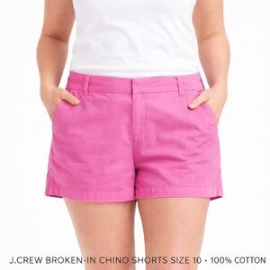 J. Crew Broken-In Chino Shorts Pink Size 10 Cotton Preppy Classic‎ Summer